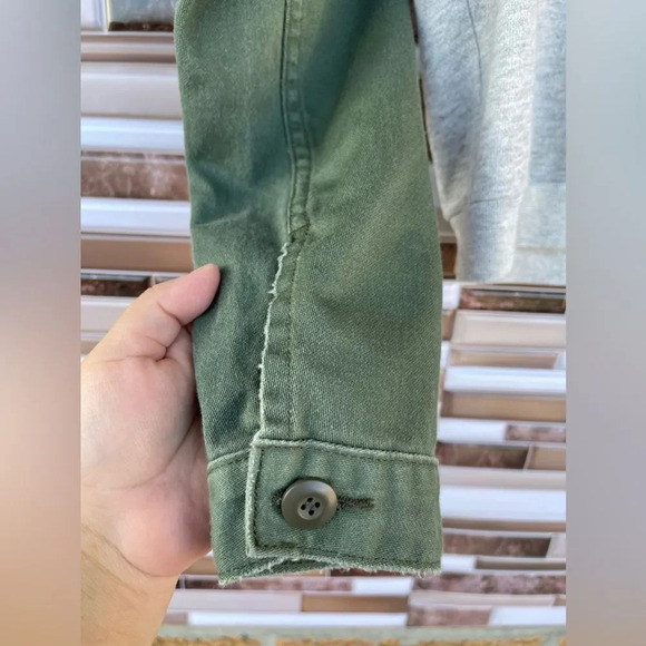 NSF longsleeve sweater with denim dark green sleeves small - Picture 4 of 9